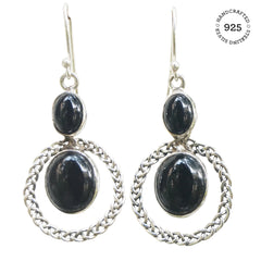 Aavart Black Onyx Silver Earrings