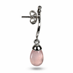 Pankhuri - Pink Chalcedony Silver Teardrop Earrings