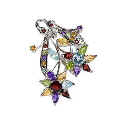 Chitravali - Multicolour Silver Brooch