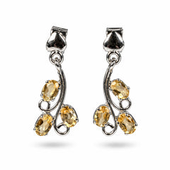 Mridula - Citrine Silver Leaf Earrings