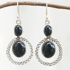 Aavart Black Onyx Silver Earrings
