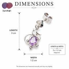 925 Sterling Silver Amethyst Gemstone Dangle Drop Floral Design Lightweight Earrings