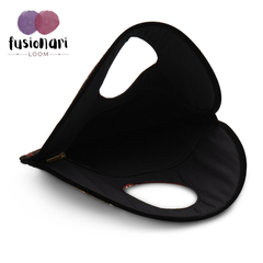 Traditional Black Suede Round Handbag with Floral Embroidery, Gota Patti & Sequin Work