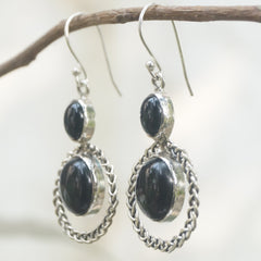 Aavart Black Onyx Silver Earrings