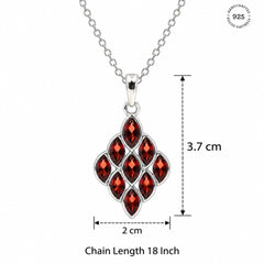 925 Sterling Silver Garnet Oval Pendant Faceted Red Gemstones Cluster Design