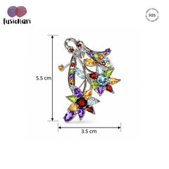Chitravali - Multicolour Silver Brooch