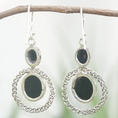 Aavart Black Onyx Silver Earrings