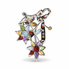 Chitravali - Multicolour Silver Brooch