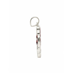 925 Sterling Silver Garnet Oval Pendant Faceted Red Gemstones Cluster Design
