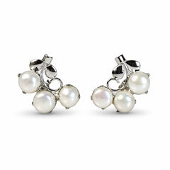 Mogra - Pearl Silver Flower Stud Earrings