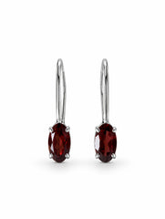 Piyal – Garnet Silver Drop Earrings