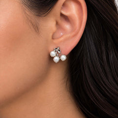 Mogra - Pearl Silver Flower Stud Earrings