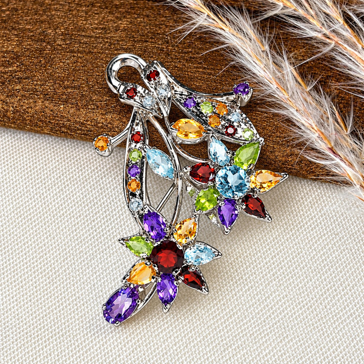 Chitravali - Multicolour Silver Brooch