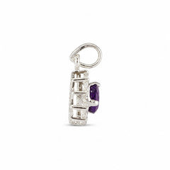 925 Sterling Silver Amethyst Gemstone Sunburst Flower Design Pendant