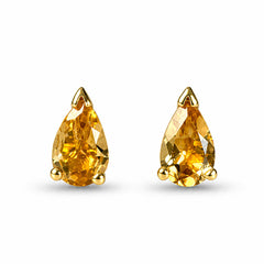 Bindika - Citrine Silver Teardrop Stud Earrings