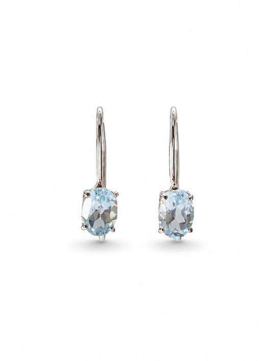 FUSIONARI 925 Sterling Silver Blue Topaz Gemstone Drop Earrings
