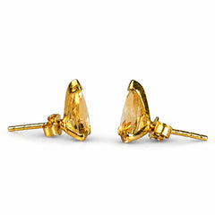 Bindika - Citrine Silver Teardrop Stud Earrings