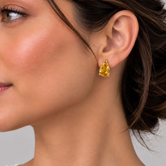 Bindika - Citrine Silver Teardrop Stud Earrings