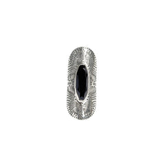 925 Silver Ring Black Onyx Oval Gemstone Cabochon Bezel Setting
