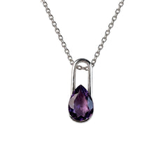 925 Silver Handmade Amethyst Oval Faceted Gemstone Pendant
