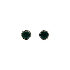 FUSIONARI 925 Sterling Silver Green Onyx Gemstone Round Stud Earrings