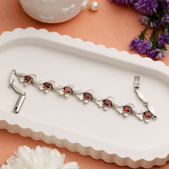 Malati – Garnet Leaf Link Bracelet