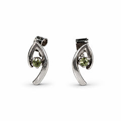 Tulsara - Peridot Silver Leaf Stud Earrings