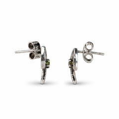 Tulsara - Peridot Silver Leaf Stud Earrings