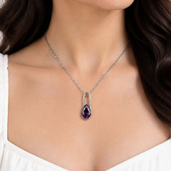 925 Silver Handmade Amethyst Oval Faceted Gemstone Pendant