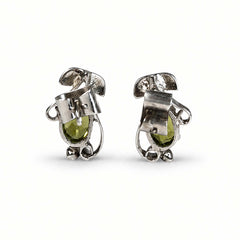 Prakriti - Peridot Silver Leaf Stud Earrings