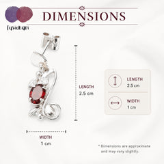 925 Sterling Silver Garnet gemstone Dangle Drop Floral Design Lightweight Earrings