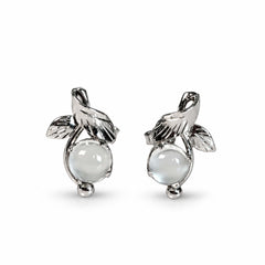 Vyom - Moonstone Silver Leaf Stud Earrings