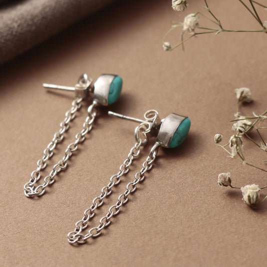 925 Sterling Silver Turquoise Earrings for Women | Boho Blue Gemstone Jewelry | Travel & Casual Style