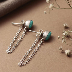 Panna Jaal – Turquoise Silver Earrings