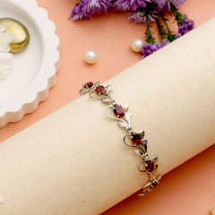 Malati – Garnet Leaf Link Bracelet