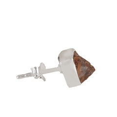 925 Sterling Silver Citrine Stud Earrings for Women | Handcrafted uncut citrine Gemstone Push Back Eartops | Daily & Festive Wear