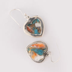 Fusionari 925 Sterling Silver Turquoise Stone Earrings for Women | Handmade Natural Gemstone Jewelry | Healing Crystal Design | Size 3.2x1.7 cm | 1 Pair