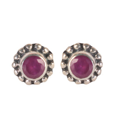 925 Sterling Silver Ruby Eartops for Women | Natural Gemstone Jewelry | Elegant Gift