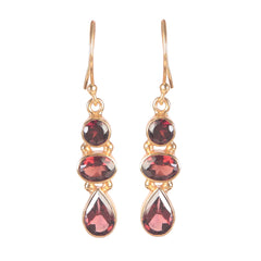 925 Sterling Silver Gold Plated Garnet Earrings for Women | Natural Garnet Gemstone Jewelry | Elegant Handcrafted Gift