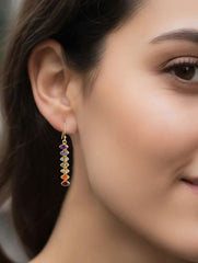 925 Sterling Silver Gold Plated Chakra Earrings for Women | Gemstone Earrings | Handmade Jewelry | Elegant Daily Wear Gift