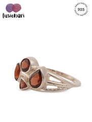 925 Sterling Silver Multi Garnet Gemstone Statement Ring