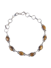 925 Sterling Silver Tiger Eye Bracelet for Women | Gemstone Bracelet | Handmade Silver Jewelry | Elegant Daily Wear Gift
