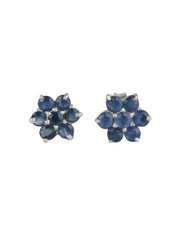 925 Sterling Silver Blue Sapphire Stud Earrings for Women | Gemstone Stud Eartop | Handmade Silver Jewelry | Elegant Daily Wear Gift