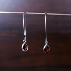 925 Sterling Silver Garnet Earrings for Women | Gemstone Earrings | Handmade Silver Jewelry | Elegant Daily Wear Gift