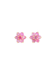 925 Sterling Silver Gold Plated Ruby Stud Earrings for Women | Gemstone Stud Eartop | Handmade Jewelry | Elegant Daily Wear Gift