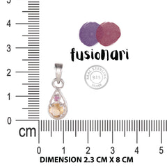 Fusionari 925 Sterling Silver Citrine Pendant Necklace for Women with 18" Chain | Handmade Minimalist Jewelry | Elegant Sparkling Design | Size 2.1x0.8 cm |