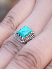 925 Sterling Silver Turquoise Ring for Women Handmade Gemstone Ring Adjustable Statement Jewelry Birthday Gift
