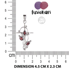 Fusionari 925 Sterling Silver Garnet Pendant Necklace for Women with 18" Chain | Handmade Minimalist Jewelry | Elegant Sparkling Design | Size 4.5x2.3 cm |