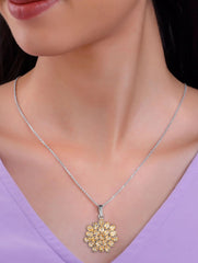 925 Sterling Silver Citrine Pendant Handmade Gemstone Necklace for Women Elegant Jewelry Gift