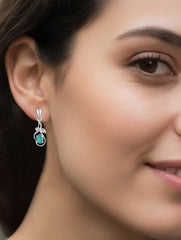 925 Sterling Silver Green Onyx Earrings for Women | Gemstone Earrings | Handmade Silver Jewelry | Elegant Daily Wear Gift